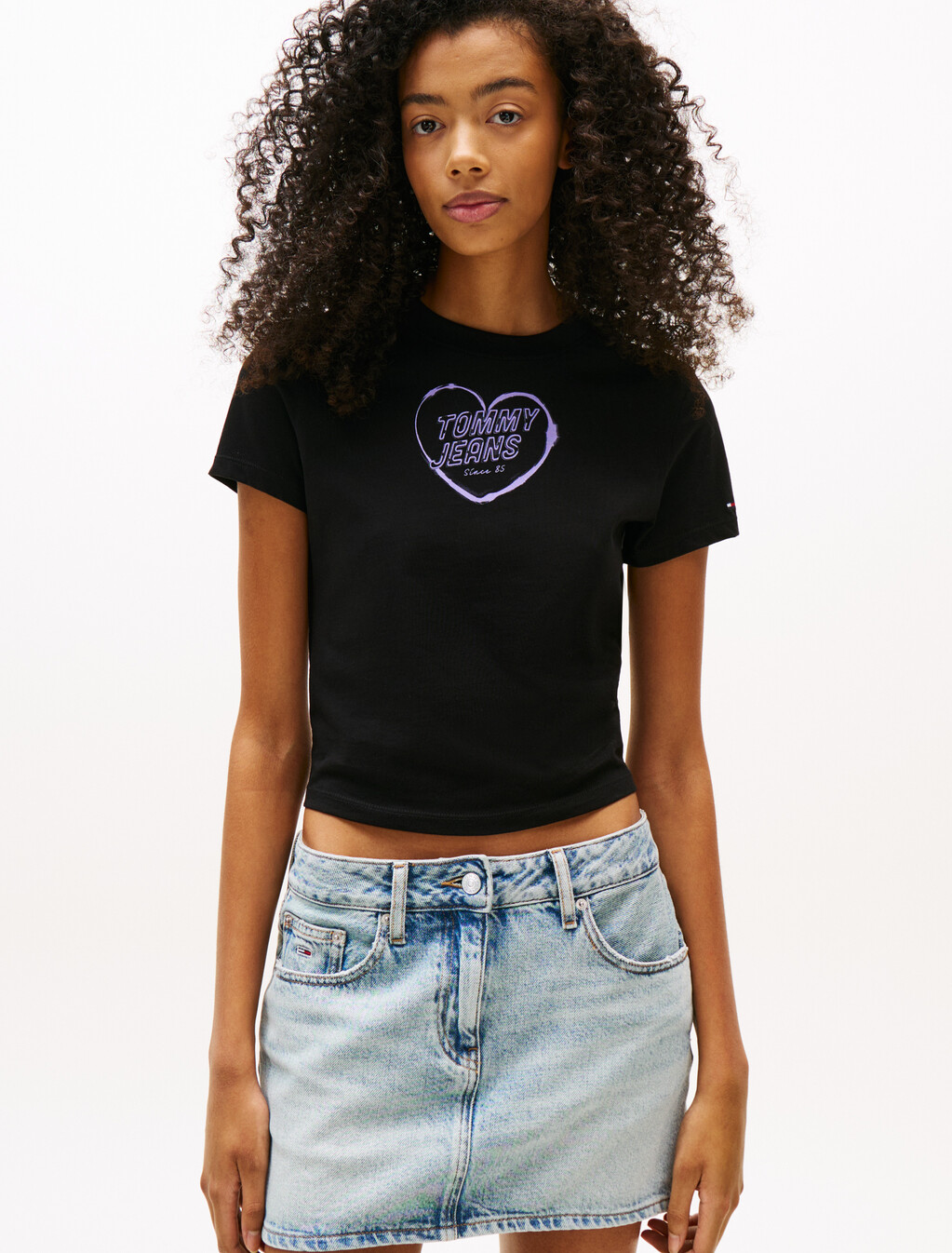 Heart Print Baby Fit T-Shirt, Black, hi-res