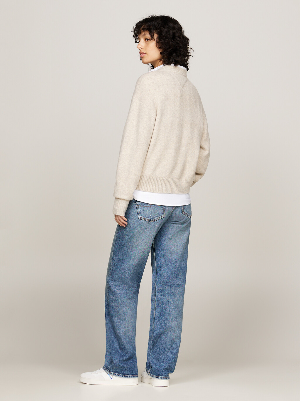 Mélange Relaxed Jumper with Wool, Ancient White Melange, hi-res