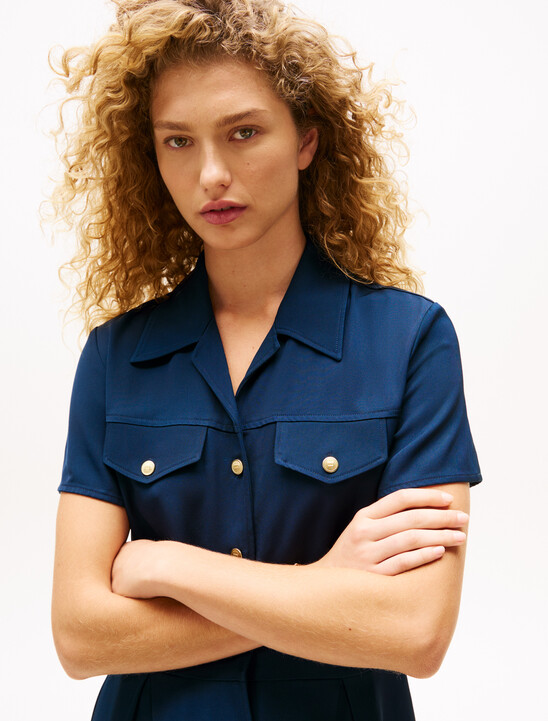 Viscose Twill Fit & Flare Mini Dress