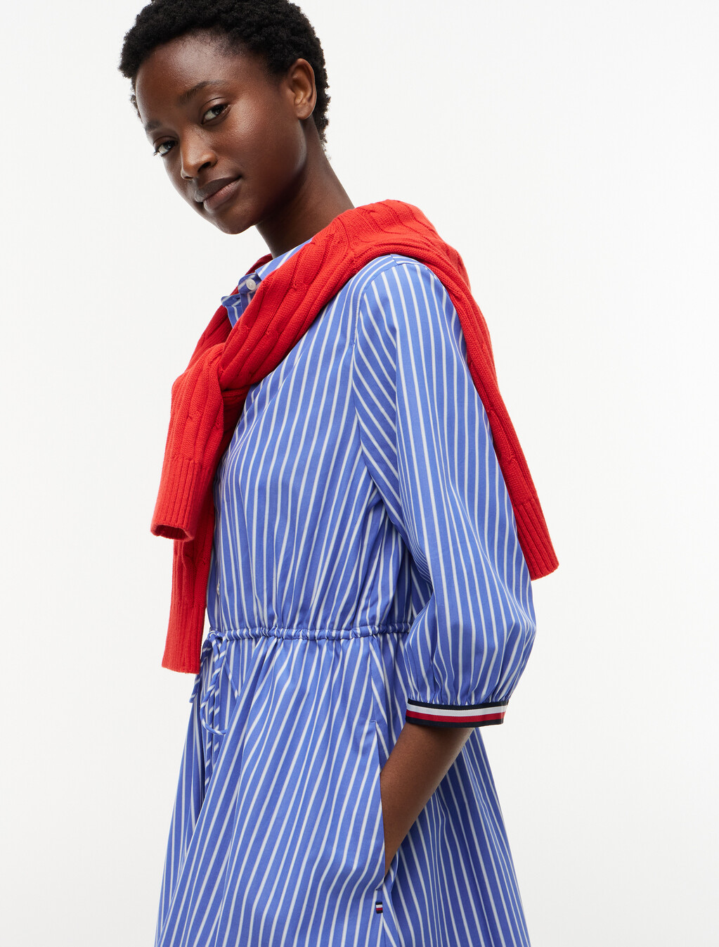 Poplin Relaxed Shirt Dress, Stacking Stp/ Verona Blue, hi-res