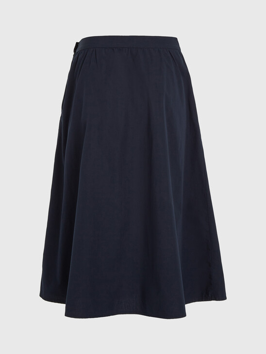 Solid Cotton Poplin Midi Skirt