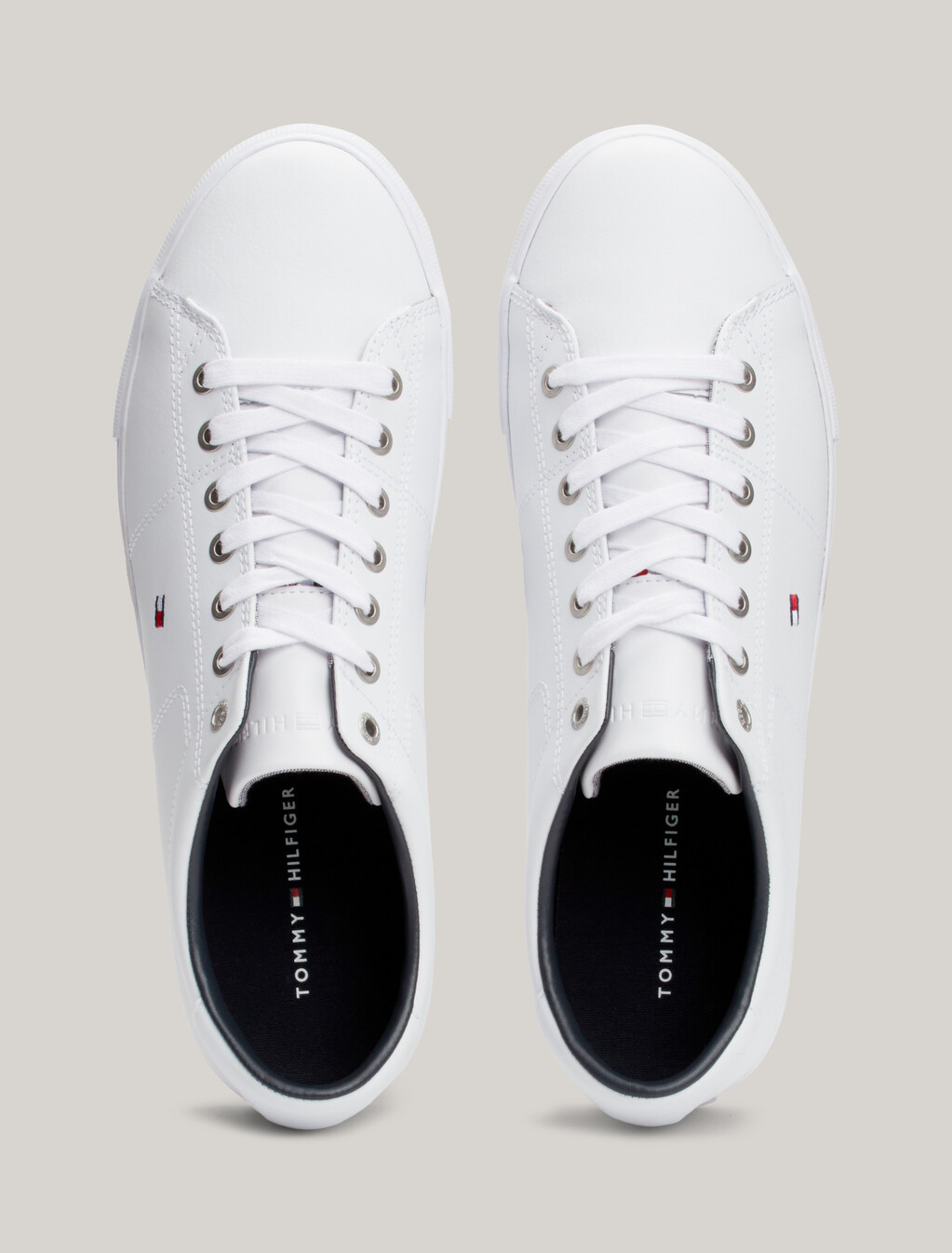 Essential Leather Lace-Up Trainers, WHITE, hi-res