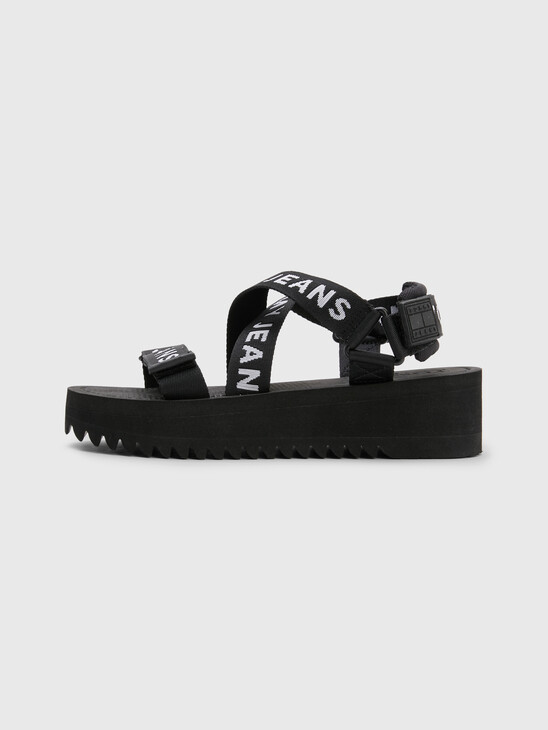 WEBBING LOGO STRAP FLATFORM SANDALS