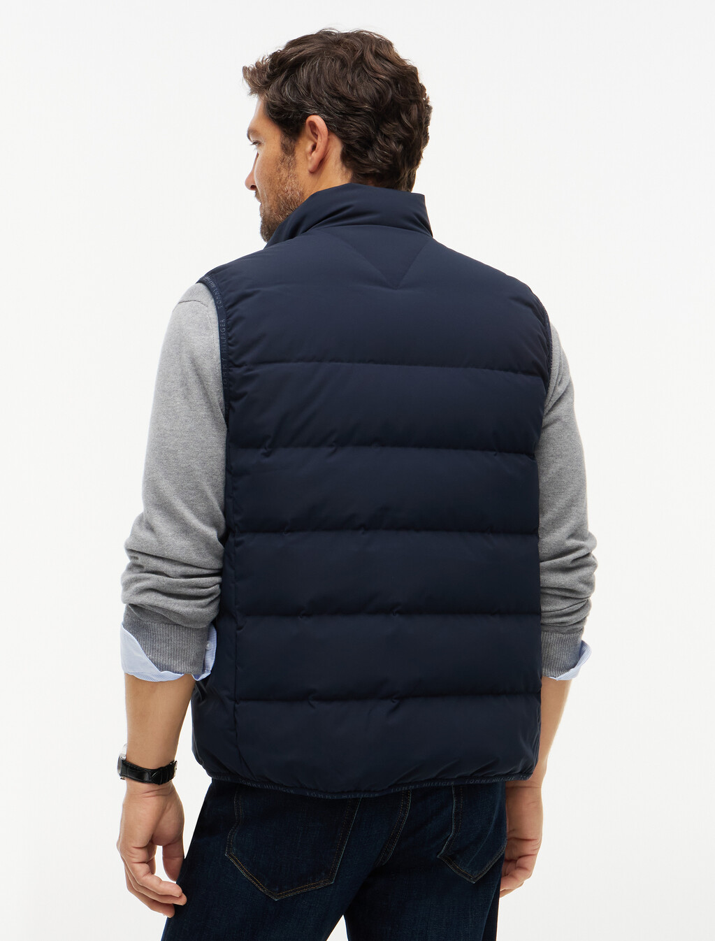 Lightweight Down Packable Gilet, Navy Blue, hi-res