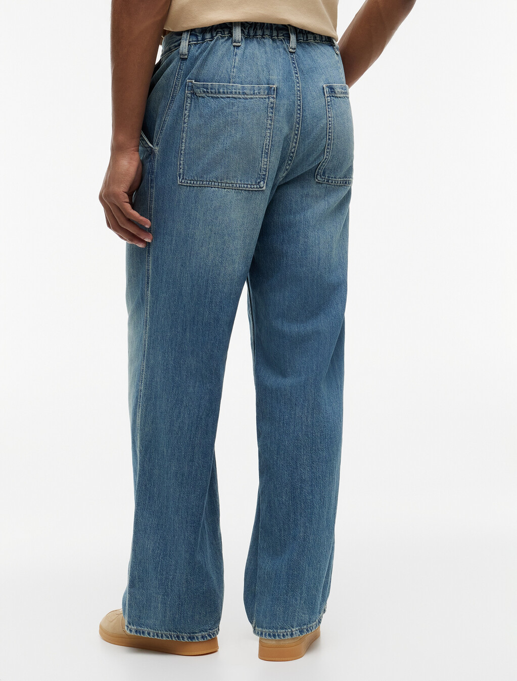 Theo Faded Loose Jeans With Linen, Denim Medium, hi-res