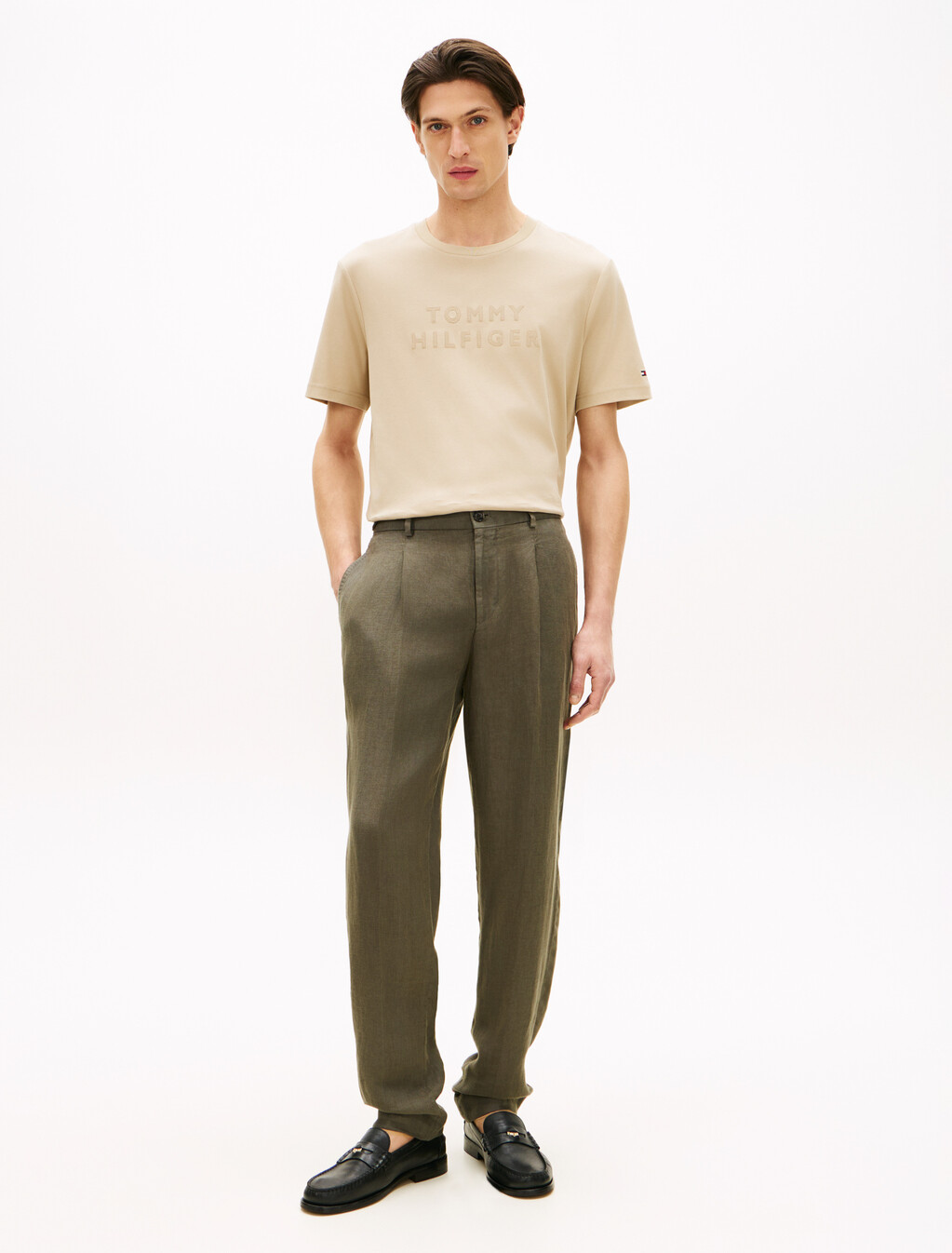 Tonal Logo Interlock Knit T-Shirt, Sandalwood, hi-res