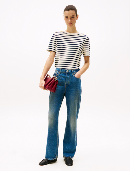Stripe Boat Neck Relaxed T-Shirt