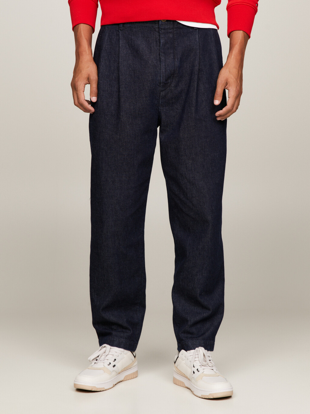 Denim Pleated Relaxed Fit Chinos, Bow Blue, hi-res