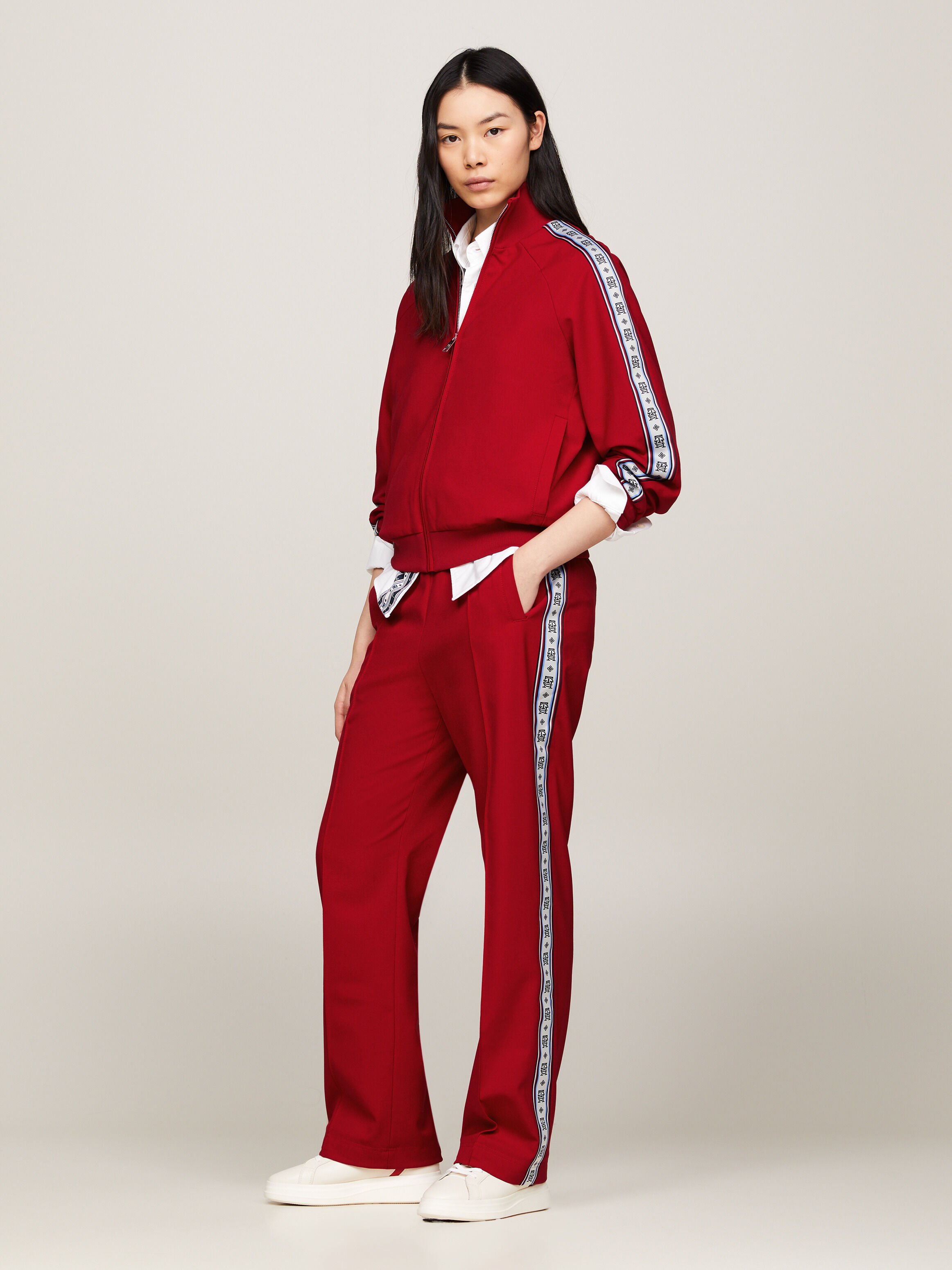 Tommy x CLOT Repeat Tape Relaxed Trousers red Tommy Hilfiger