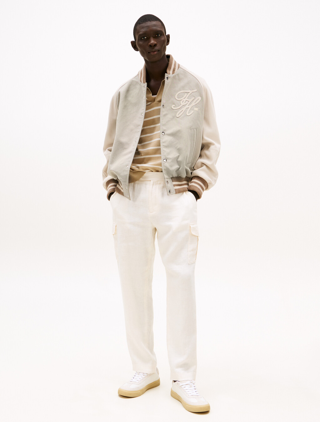 Suede Varsity Bomber Jacket, Sandalwood, hi-res