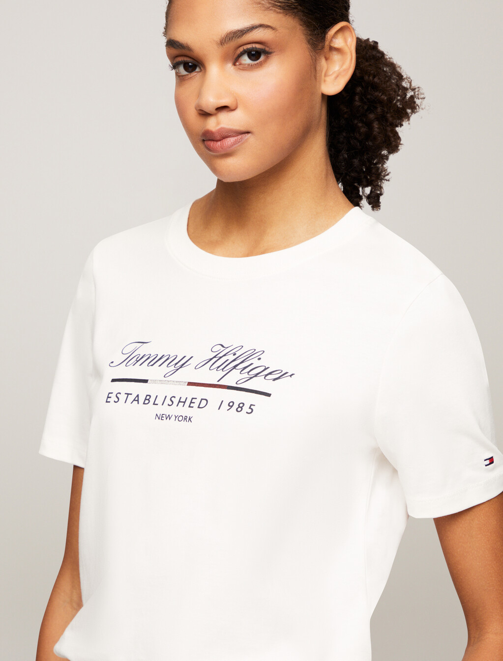 Script Logo Crewneck T-Shirt, Ancient White, hi-res