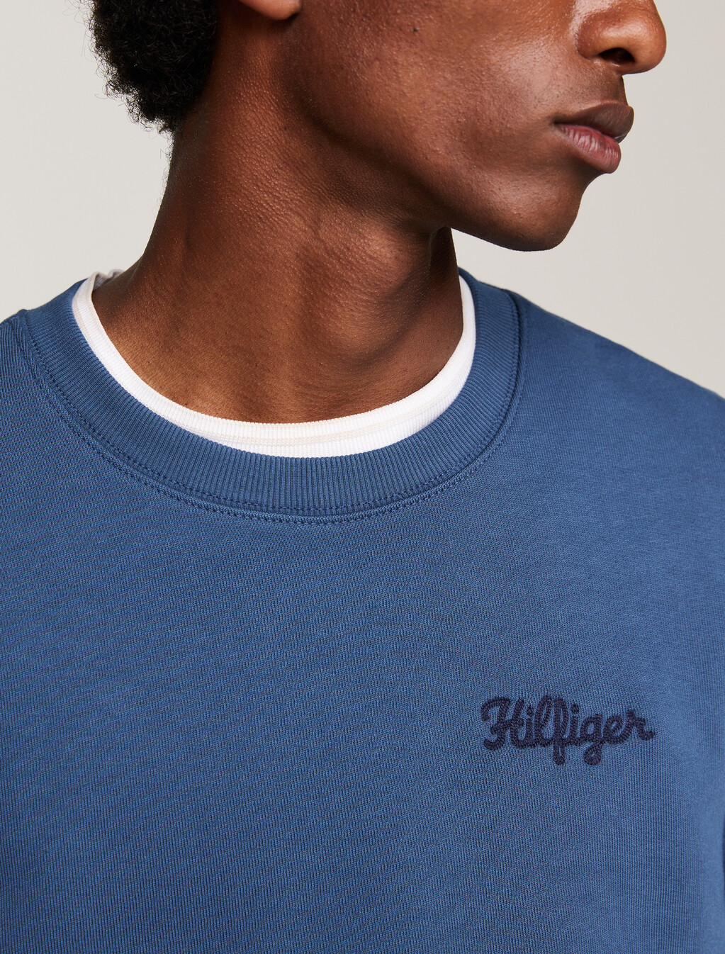 Crew Neck Chest Logo Sweatshirt, Aegean Sea, hi-res