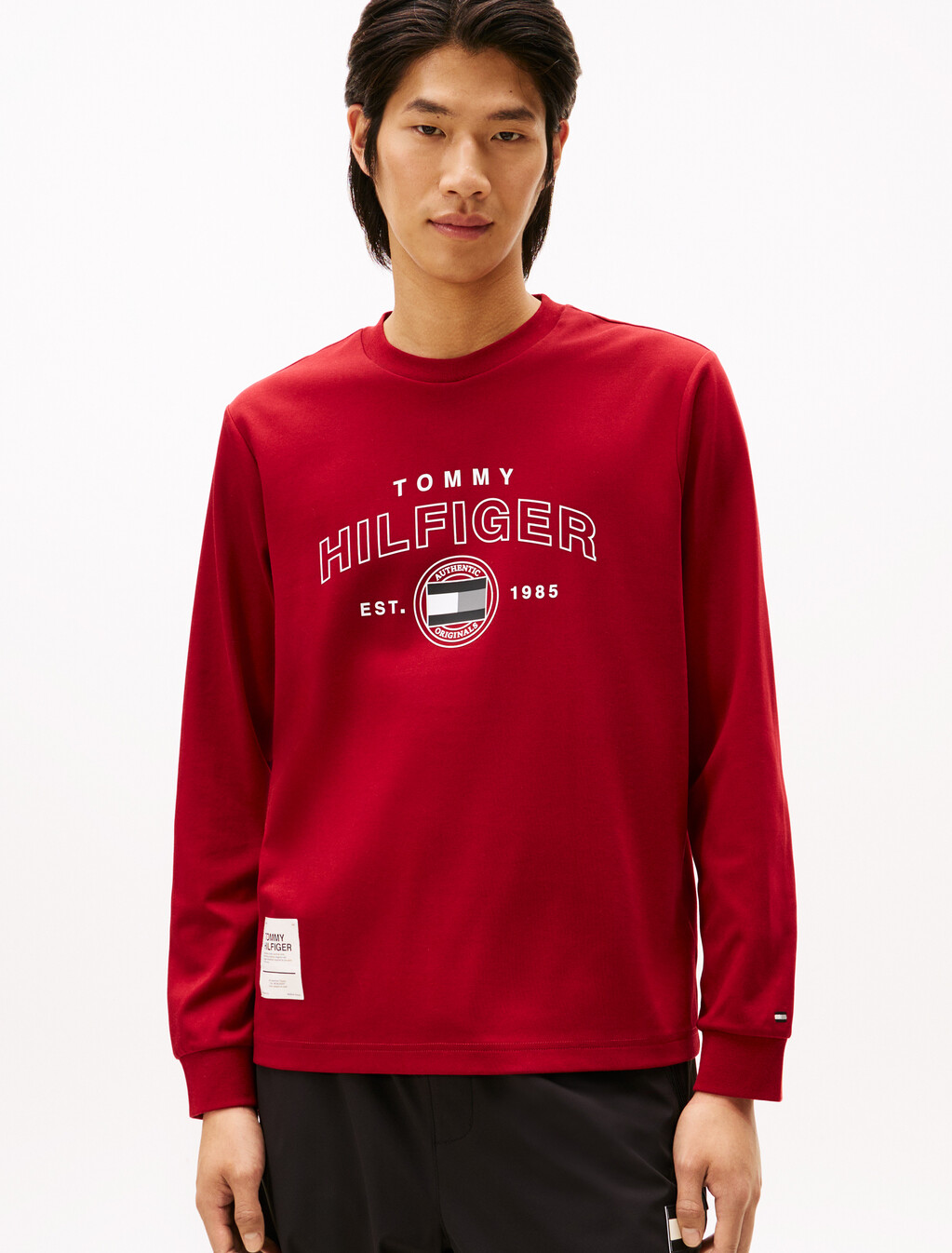 Interlock Cotton Long Sleeve T-Shirt, Regatta Red, hi-res