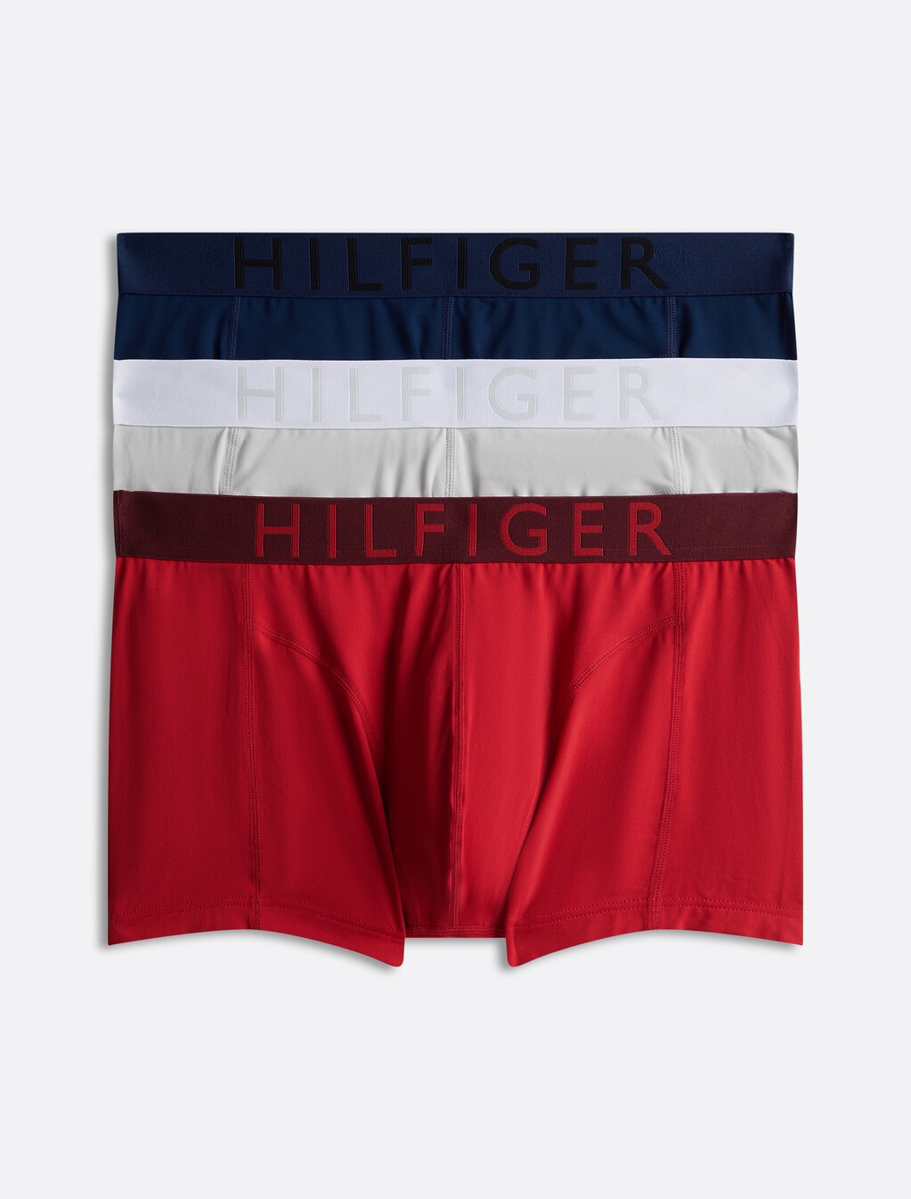 3-Pack Microfibre Logo Waistband Trunks, Med Red/Lght Cst/Nght Sky, hi-res