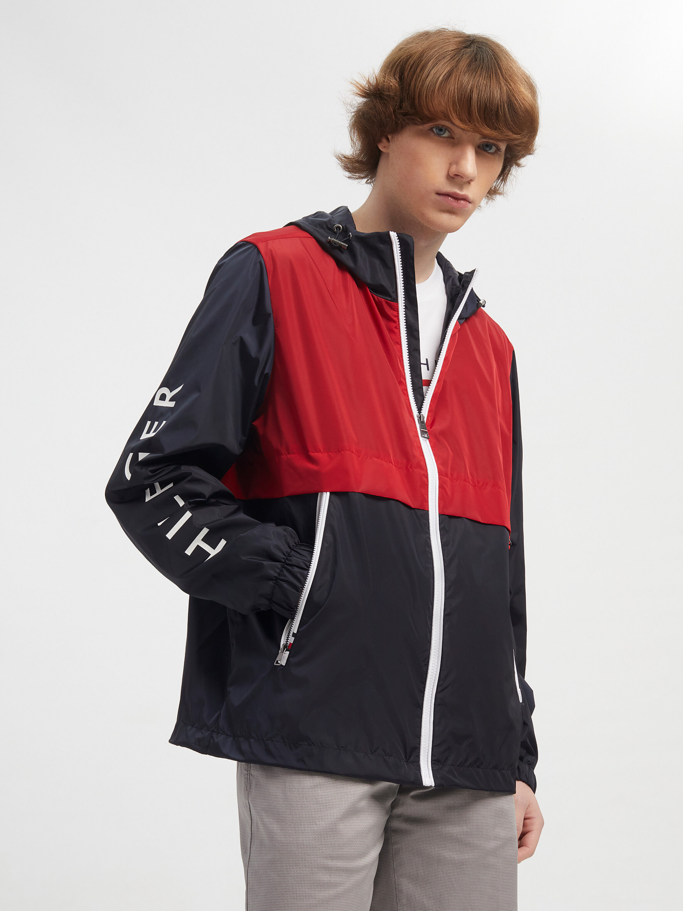 Color block outlet hooded jacket