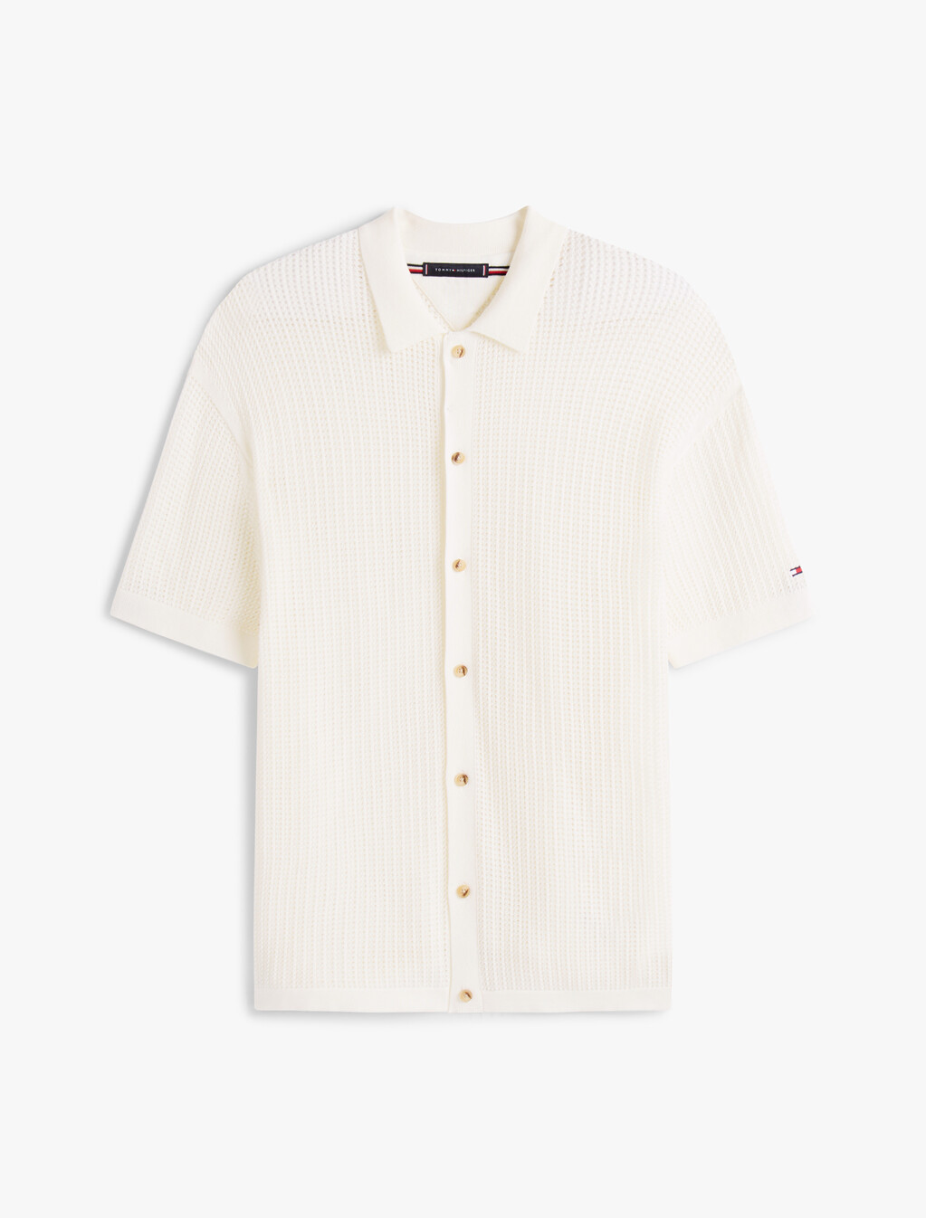 Structured Open Knit Overshirt, Ivory Petal, hi-res