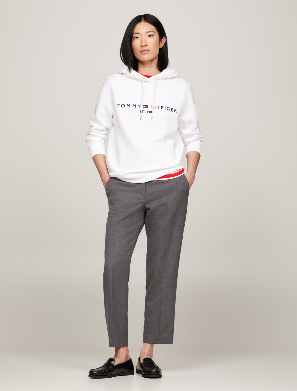 Essential Logo Hoodie, White, hi-res