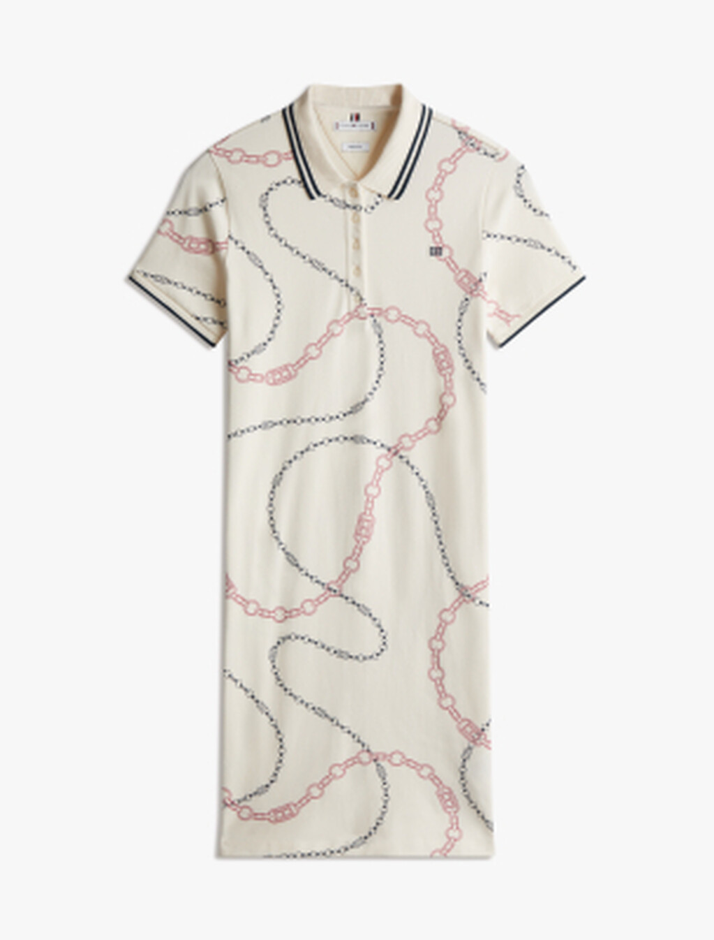 Asia Fit Chain Print Polo Dress, Flag Chain Wave/ Rwb Calico, hi-res