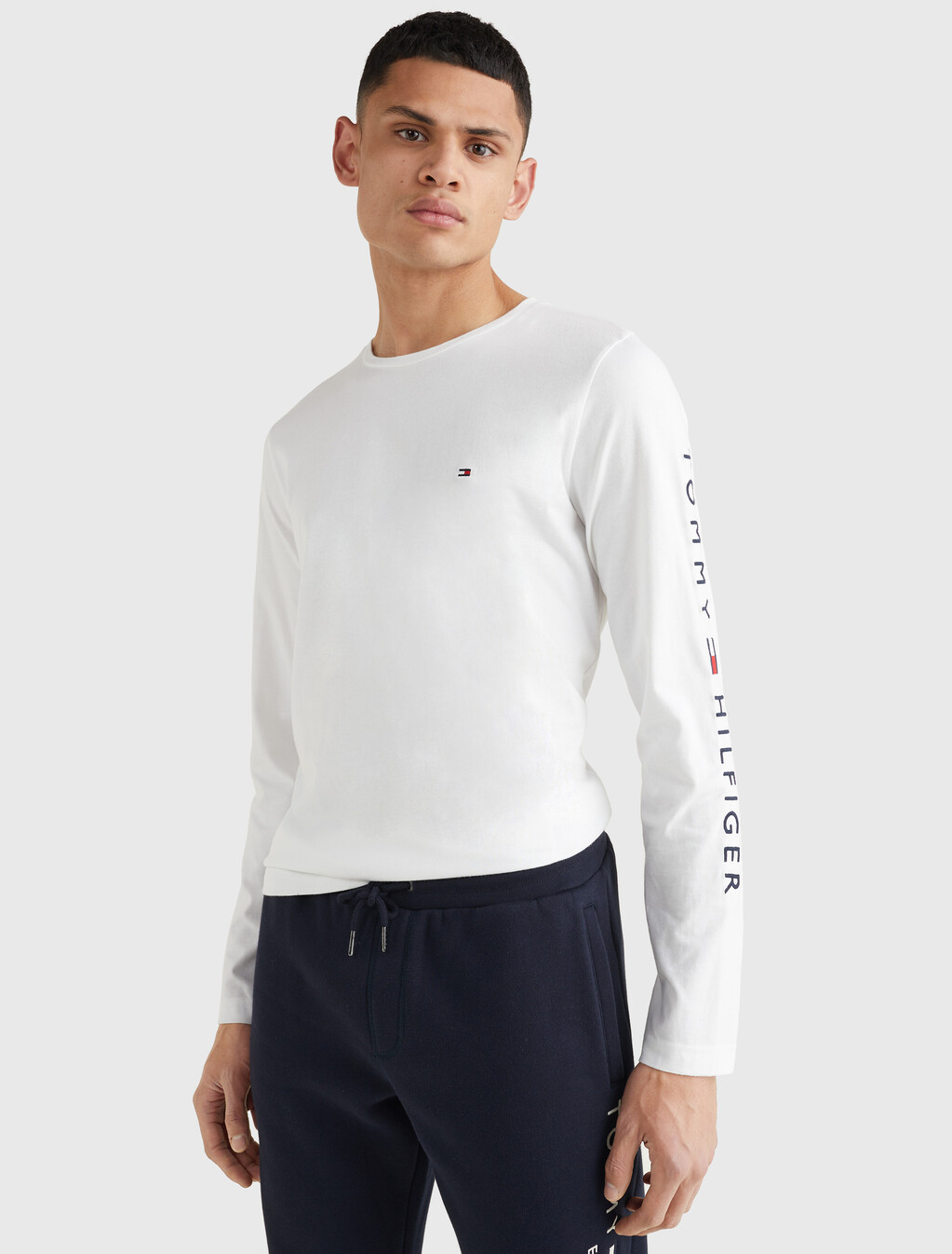 Organic Jersey Logo Long Sleeve T-Shirt, White, hi-res