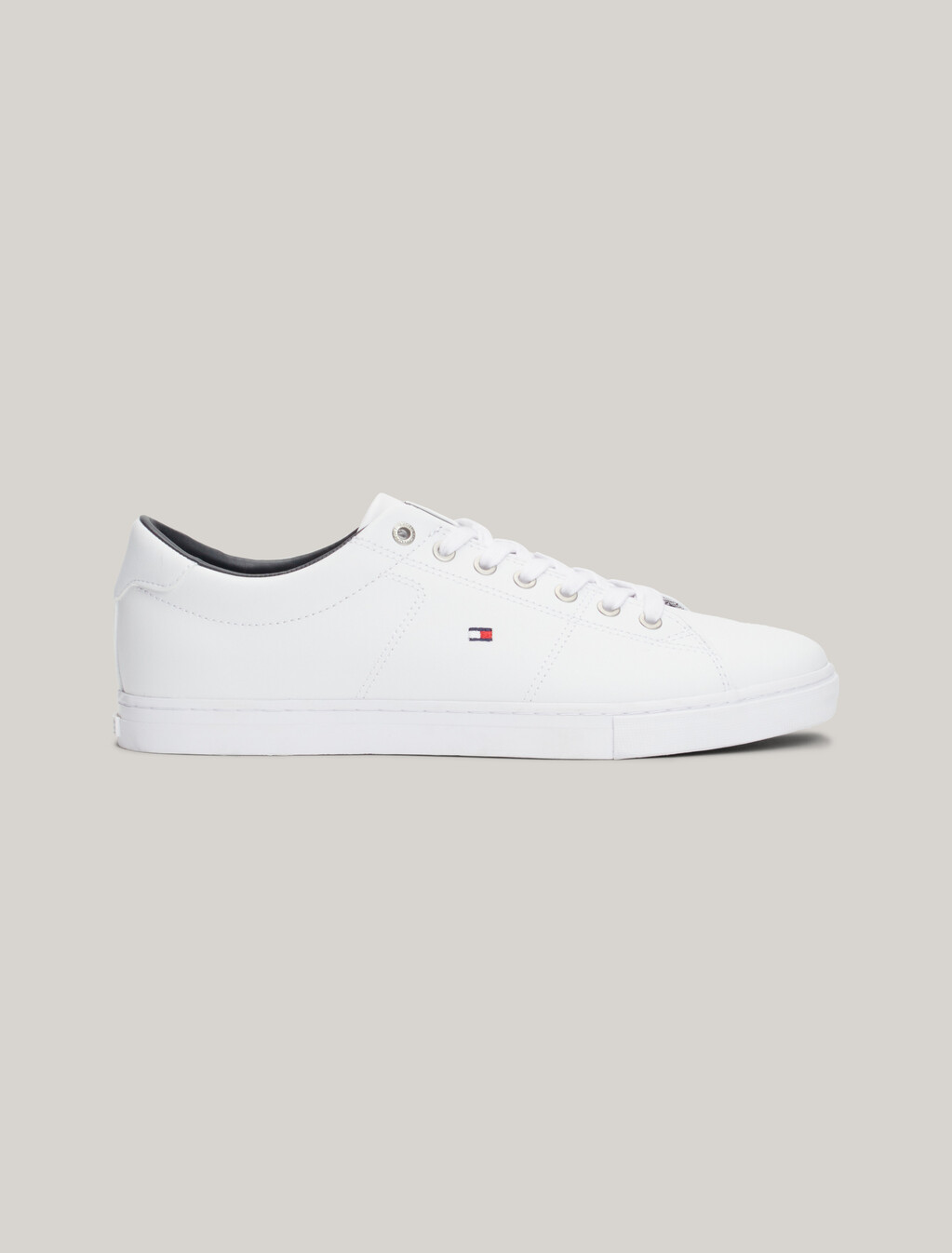 Essential Leather Lace-Up Trainers, WHITE, hi-res