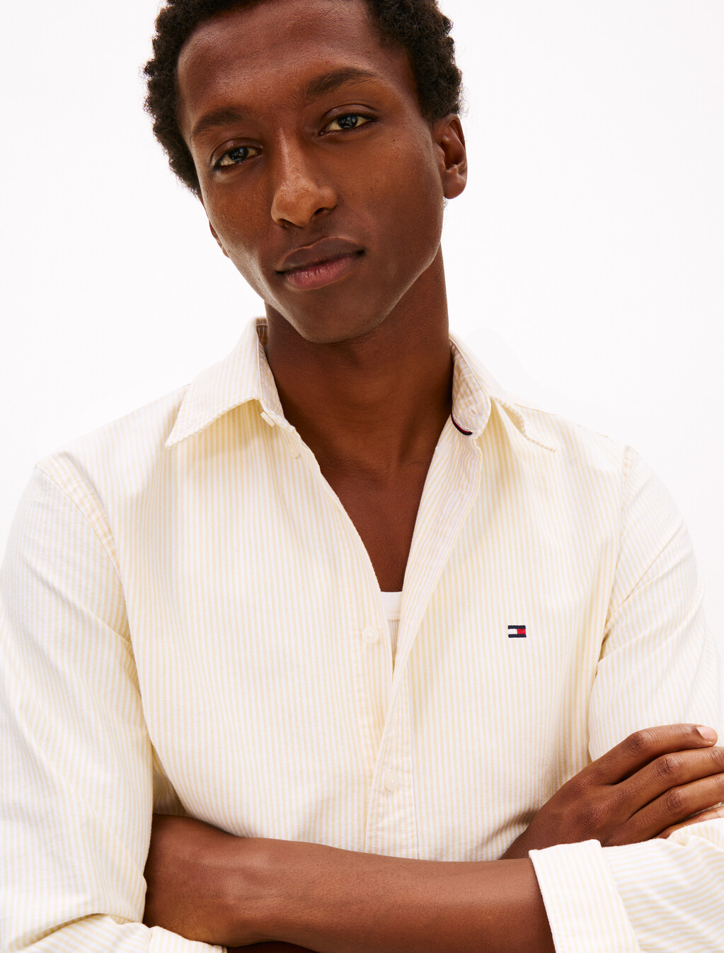 Asia Fit Heritage Stripe Oxford Shirt, Morningside Yellow / Optic White, hi-res