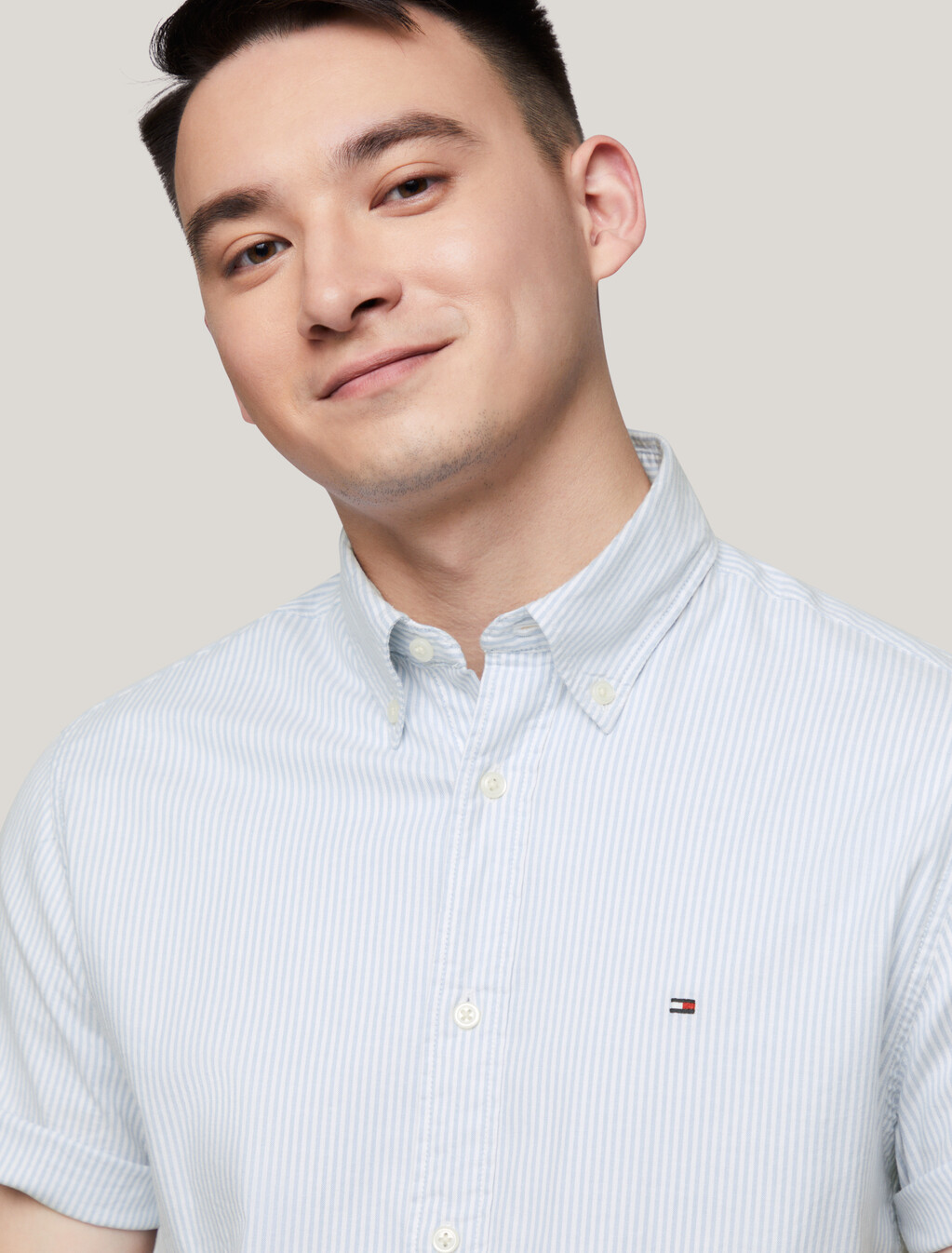 Flag Stripe Short Sleeve Shirt, Cloudy Blue / Optic White, hi-res
