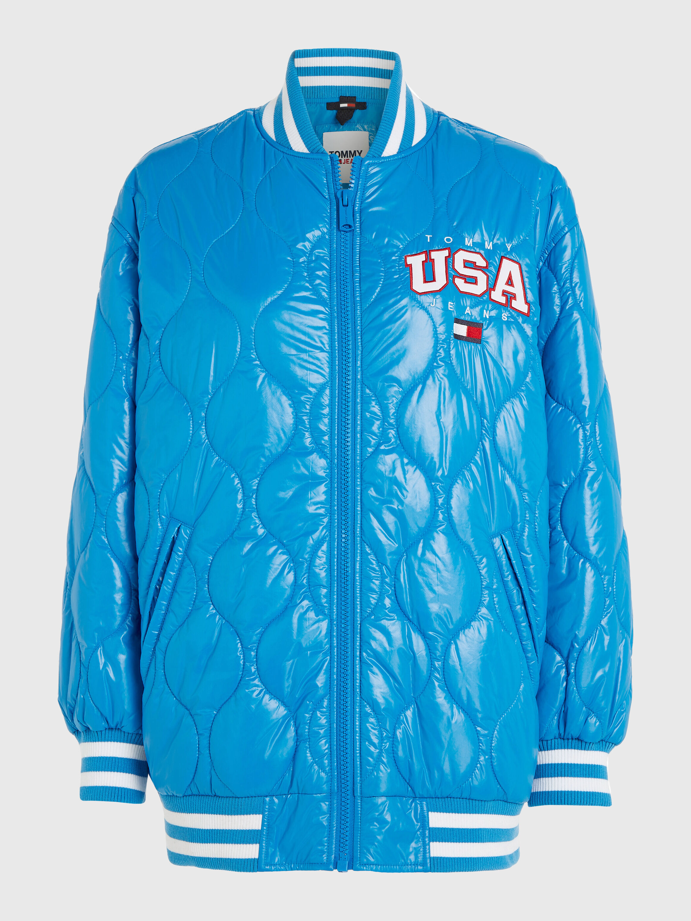 Tommy hilfiger shiny best sale hooded bomber jacket