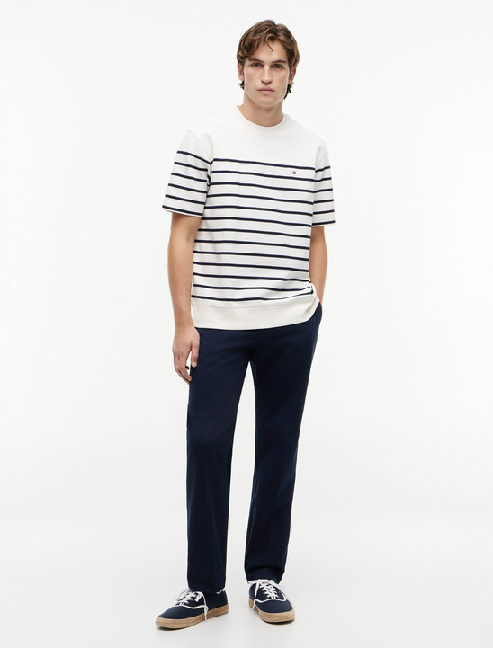 Jacquard Stripe Relaxed Crew Neck T-Shirt