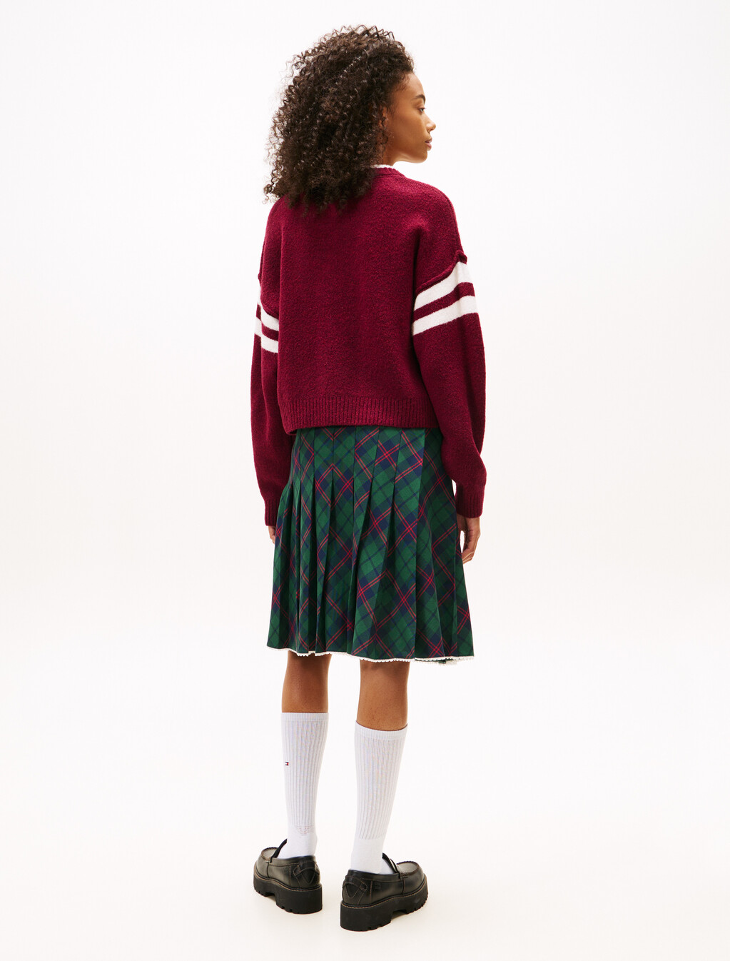 Intarsia Logo V-Neck Relaxed Jumper, Lavish Cerise, hi-res