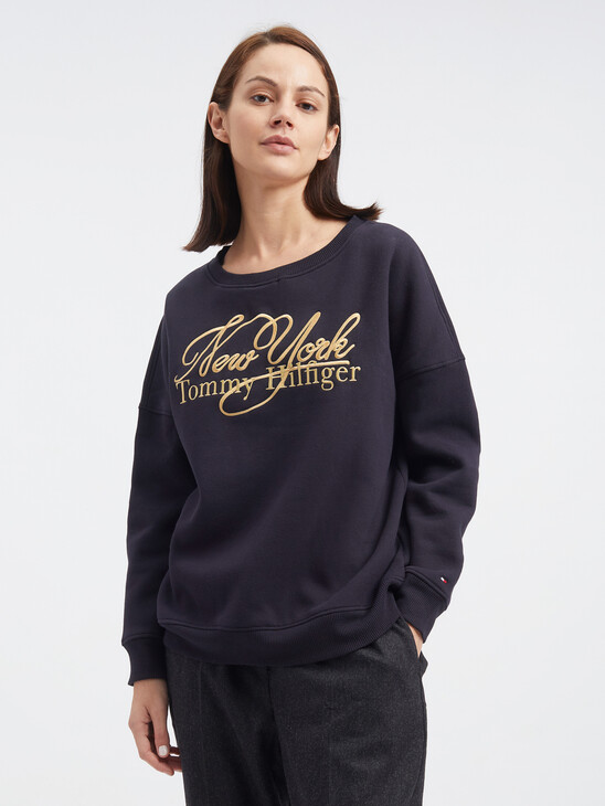 METALLIC EMBROIDERY RELAXED SWEATSHIRT