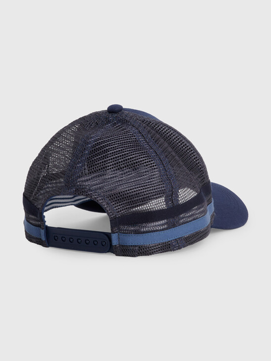 MESH BACK MONOGRAM EMBROIDERY TRUCKER CAP