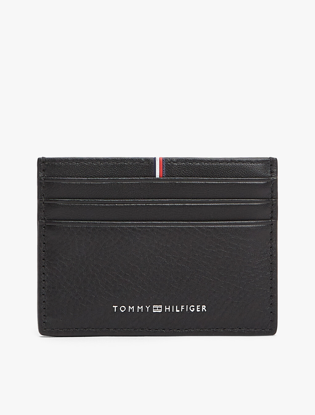 Corporate Logo Leather Credit Card Holder, Black, hi-res