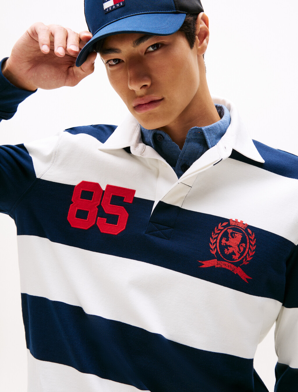 Heritage Relaxed Stripe Rugby Shirt, Dark Night Navy Stripe, hi-res