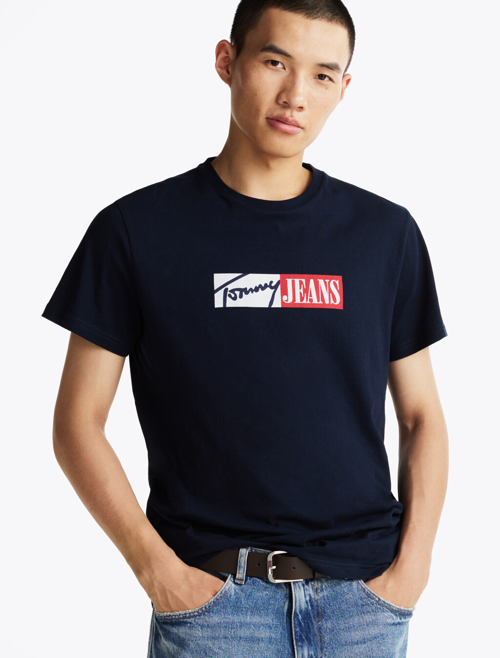 Signature Logo Slim T-Shirt, Dark Night Navy, hi-res