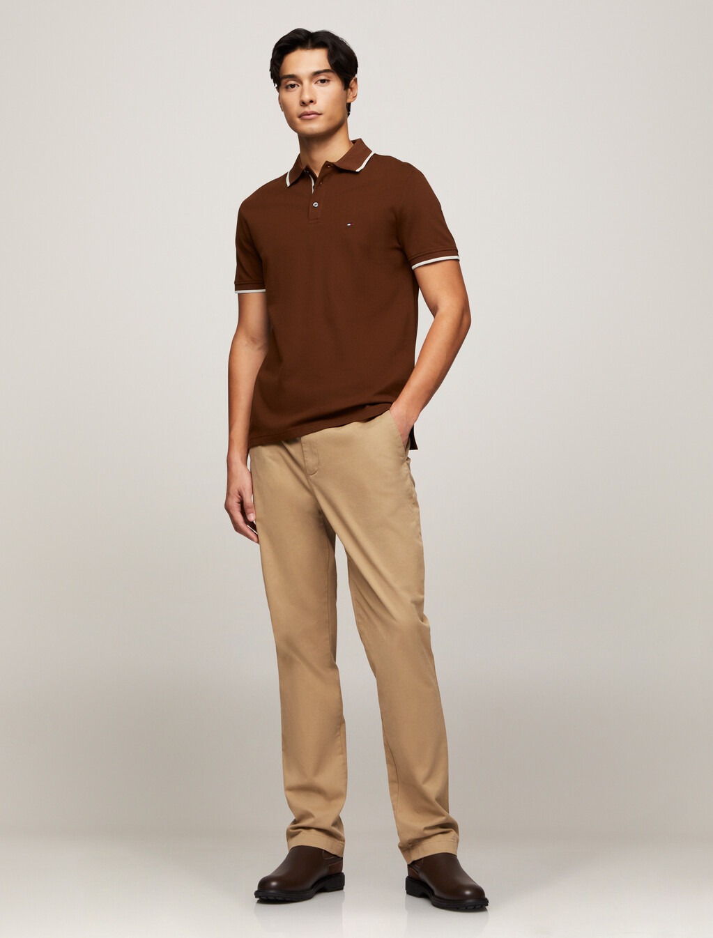 Mercerized Cotton Tipped Polo, Rich Mocha, hi-res