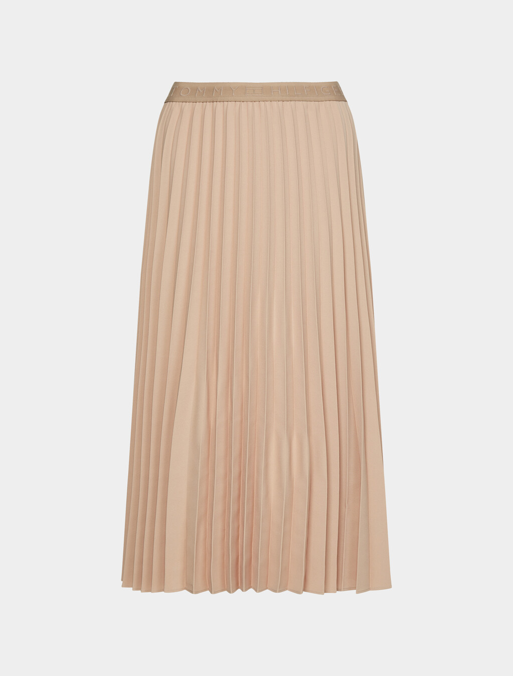 Twill Midi Pleated Skirt, Beige, hi-res
