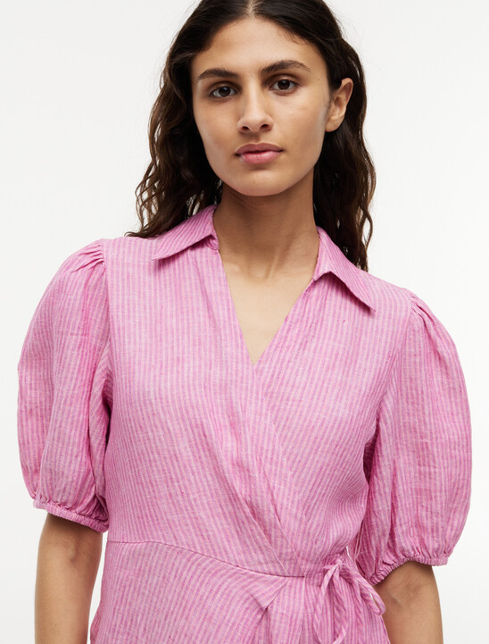 Pure Linen Relaxed Mini Wrap Dress