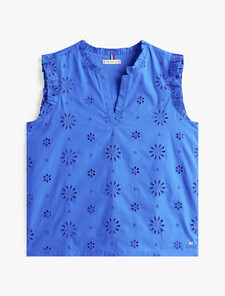 Broderie Anglaise Tank Top, Dazzling Blue, hi-res