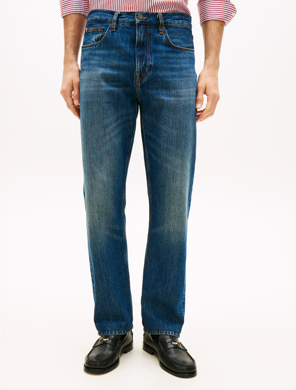 Dover Whiskered Regular Straight Leg Jeans, Dennis Blue, hi-res
