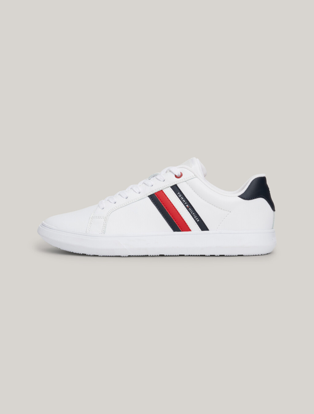 Essential Leather Cupsole Trainers, White, hi-res