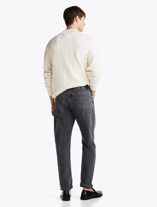 Whiskered Straight Tapered Leg Jeans