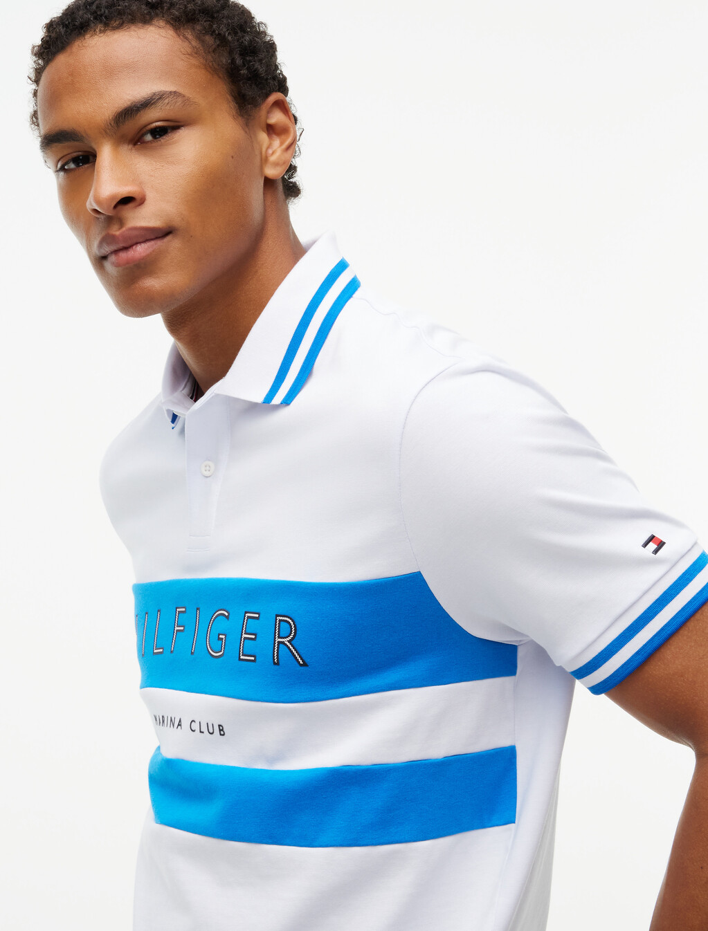 Regular Fit Logo Tipped Polo Shirt, White / Liberty Blue, hi-res