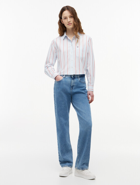 Relaxed Fit Twill Cropped Shirt