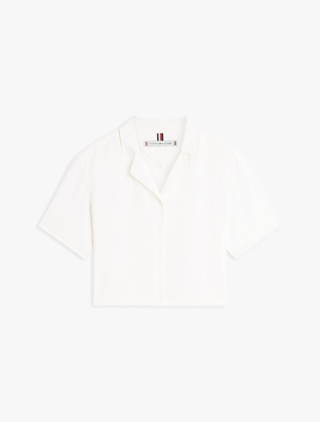 Relaxed Fit Frayed Linen Blend Shirt, Ivory Silk, hi-res