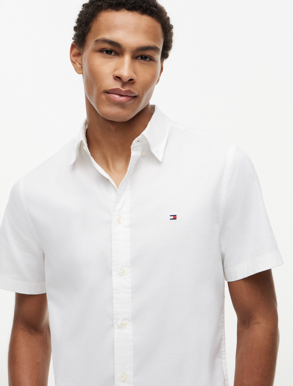 Lightweight Short Sleeve Oxford Shirt, White, hi-res