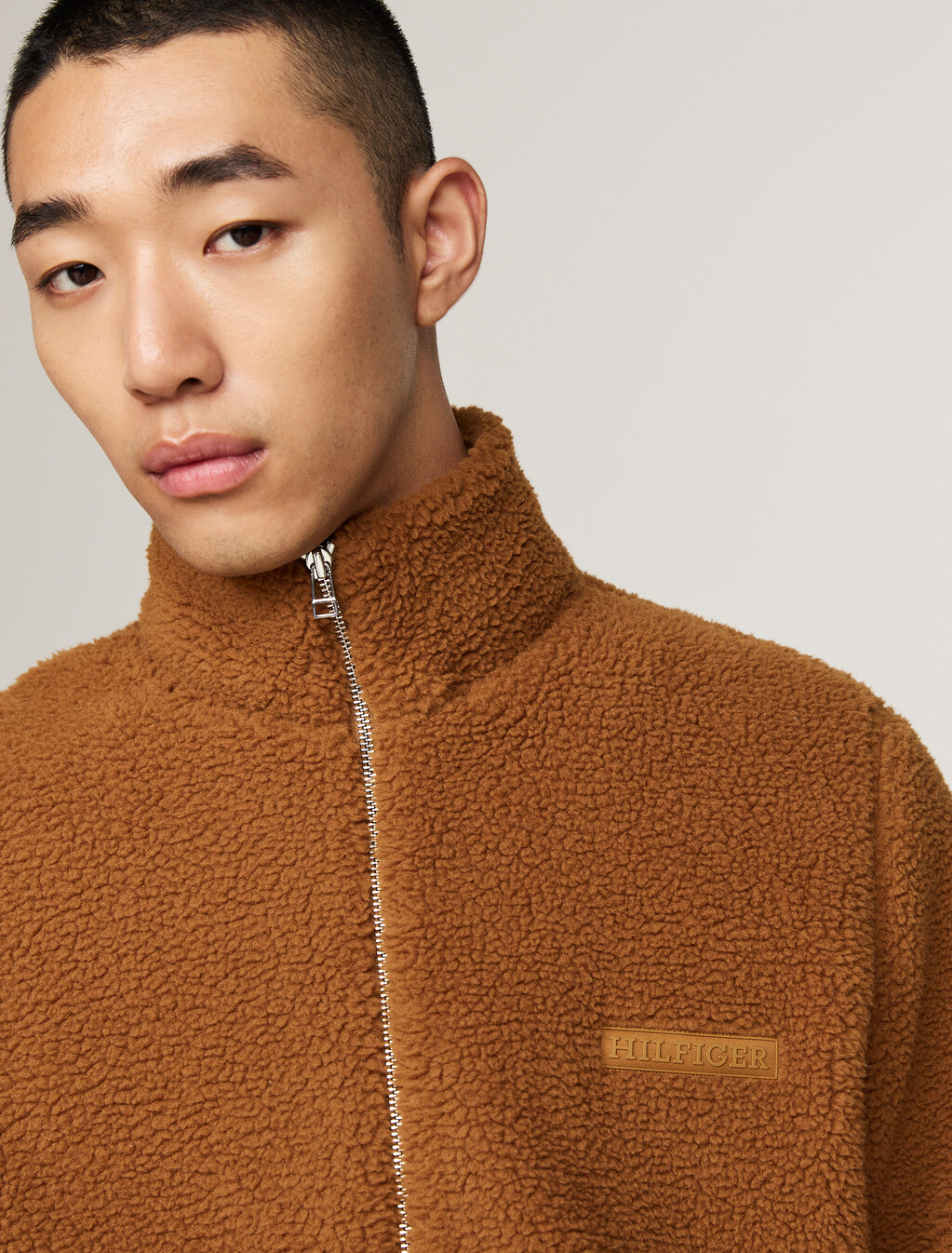 Textured Teddy Fleece Zip-Thru Fleece Jacket, Country Brown, hi-res