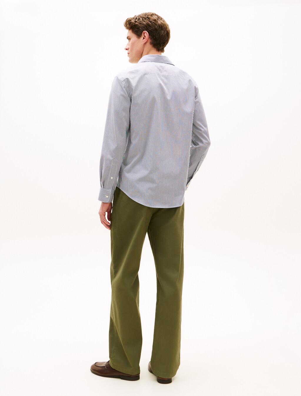 Non Iron Striped Long Sleeve Shirt, Carbon Navy / White, hi-res