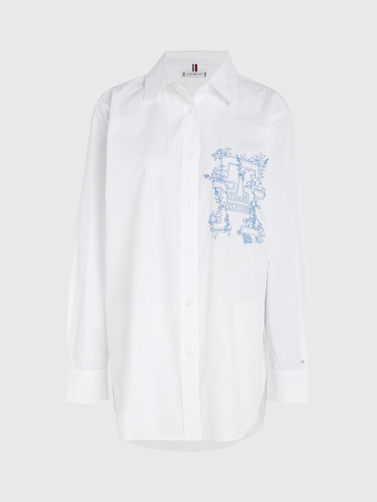 Organic Cotton Floral Embroidery Oversized Shirt