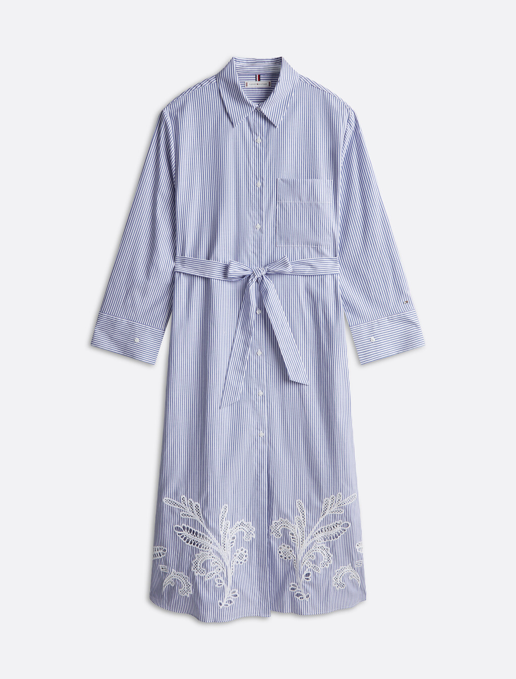 Asia Fit Broderie Cotton Shirt Dress, Classic Ithaca/ Cobalt Blue, hi-res