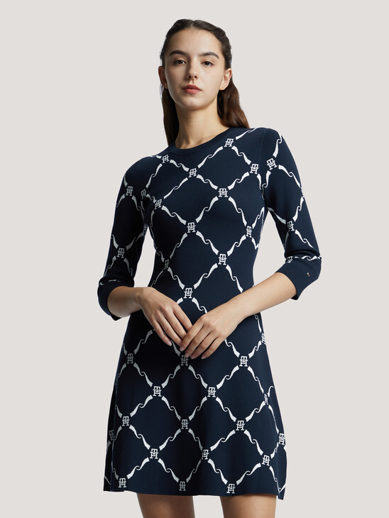 Monogram Diamond Jacquard Knit Dress
